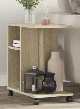 VidaXL Bijzettafel met wieltjes 50x30x55 cm hout sonoma eikenkleurig