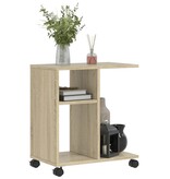 VidaXL Bijzettafel met wieltjes 50x30x55 cm hout sonoma eikenkleurig