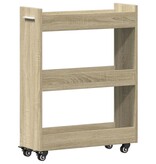 VidaXL Kast met wieltjes 60x22x79 bewerkt hout sonoma eikenkleurig