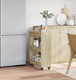VidaXL Kast met wieltjes 60x22x79 bewerkt hout sonoma eikenkleurig