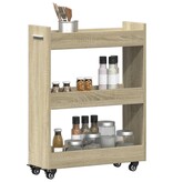 VidaXL Kast met wieltjes 60x22x79 bewerkt hout sonoma eikenkleurig