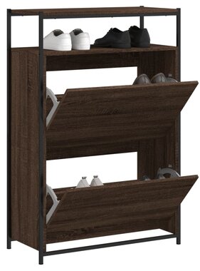 VidaXL Schoenenkast 75x34x112 cm bewerkt hout bruin eikenkleur