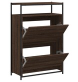 VidaXL Schoenenkast 75x34x112 cm bewerkt hout bruin eikenkleur