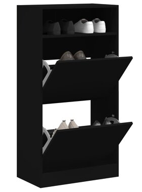 VidaXL Schoenenkast 60x34x116 cm bewerkt hout zwart