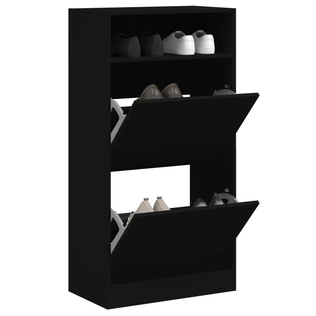 VidaXL Schoenenkast 60x34x116 cm bewerkt hout zwart