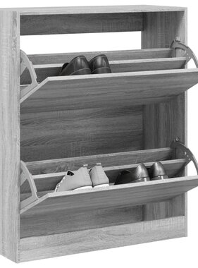 VidaXL Schoenenkast 80x34x96,5 cm bewerkt hout grijs sonoma eikenkleur