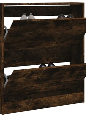 VidaXL Schoenenkast 80x21x87,5 cm bewerkt hout gerookt eikenkleurig