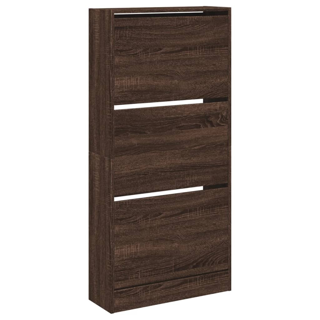 VidaXL Schoenenkast 60x21x125,5 cm bewerkt hout bruin eikenkleur
