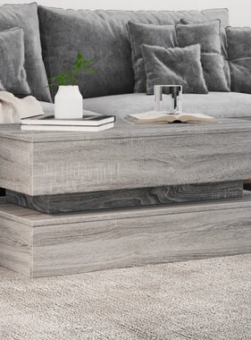 VidaXL Salontafel met LED-verlichting 90x50x40 cm grijs sonoma eiken