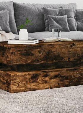VidaXL Salontafel met LED-verlichting 90x50x40 cm gerookt eikenkleurig