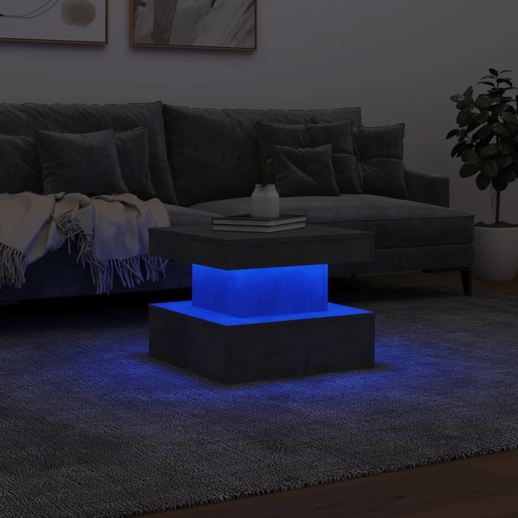 VidaXL Salontafel met LED-verlichting 50x50x40 cm betongrijs