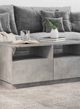 VidaXL Salontafel met LED-verlichting 90x49x40 cm betongrijs