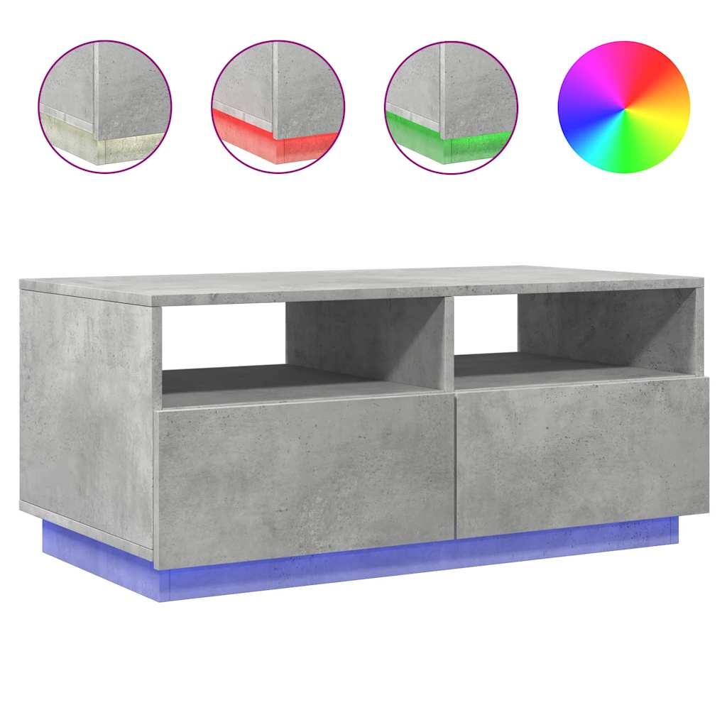 VidaXL Salontafel met LED-verlichting 90x49x40 cm betongrijs