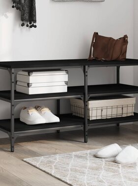 VidaXL Schoenenbank 100x38,5x49 cm bewerkt hout zwart