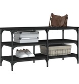VidaXL Schoenenbank 100x38,5x49 cm bewerkt hout zwart
