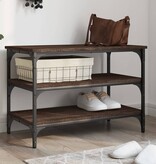 VidaXL Schoenenbankje 70x38,5x49 cm bewerkt hout bruin eikenkleur