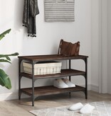 VidaXL Schoenenbankje 70x38,5x49 cm bewerkt hout bruin eikenkleur