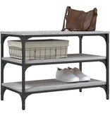 VidaXL Schoenenbankje 70x38,5x49 cm bewerkt hout grijs sonoma eiken