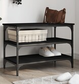 VidaXL Schoenenbankje 70x38,5x49 cm bewerkt hout zwart