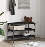 VidaXL Schoenenbankje 70x38,5x49 cm bewerkt hout zwart