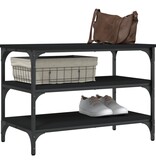 VidaXL Schoenenbankje 70x38,5x49 cm bewerkt hout zwart