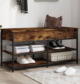 VidaXL Schoenenbankje 100x42,5x50 cm bewerkt hout gerookt eikenkleurig