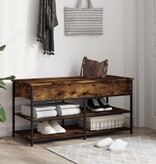 VidaXL Schoenenbankje 100x42,5x50 cm bewerkt hout gerookt eikenkleurig