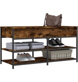 VidaXL Schoenenbankje 100x42,5x50 cm bewerkt hout gerookt eikenkleurig