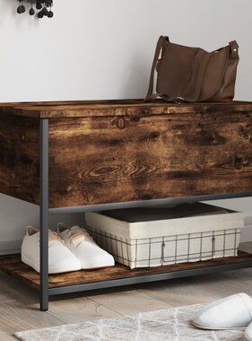 VidaXL Opbergbankje 70x42,5x47 cm bewerkt hout gerookt eikenkleurig