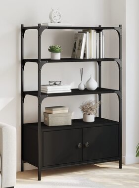 VidaXL Boekenkast 3-laags 70x30x109,5 cm bewerkt hout zwart