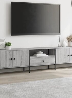 VidaXL Tv-meubel met lade 200x25x44 cm bewerkt hout grijs sonoma eiken