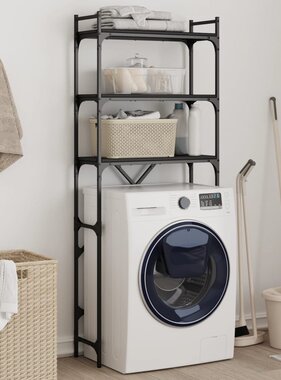 VidaXL Wasmachinerek 67x25x163 cm bewerkt hout zwart