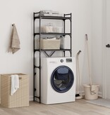 VidaXL Wasmachinerek 67x25x163 cm bewerkt hout zwart