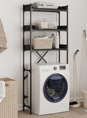 VidaXL Wasmachinekast 67x25x163 cm bewerkt hout zwart