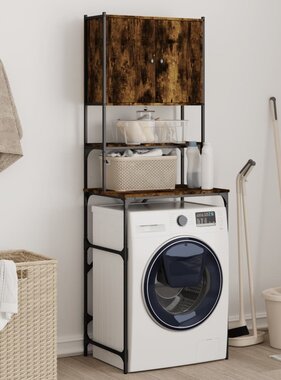 VidaXL Wasmachinekast 68x48,5x194 cm gerookt eikenkleurig