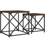 VidaXL 2-delige Tafeltjesset bewerkt hout bruin eikenkleur