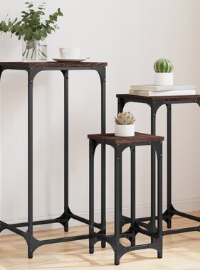 VidaXL 3-delige Tafeltjesset bewerkt hout bruin eikenkleur