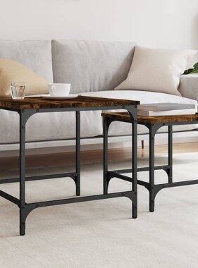 VidaXL 2-delige Tafeltjesset bewerkt hout gerookt eikenkleurig