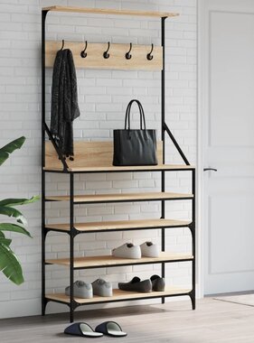 VidaXL Kledingrek met schoenenrek 90x34x184 cm sonoma eikenkleurig