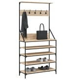 VidaXL Kledingrek met schoenenrek 90x34x184 cm sonoma eikenkleurig