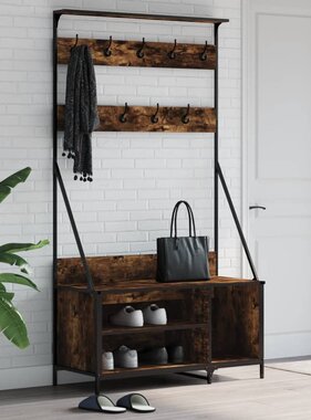 VidaXL Kledingrek met schoenenrek 100x41x184 cm gerookt eikenkleurig