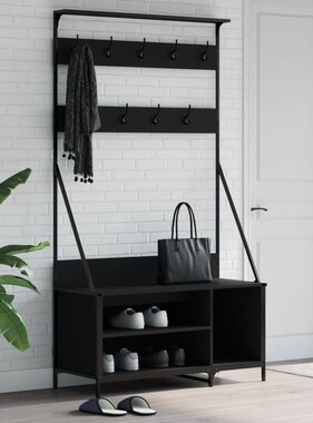 VidaXL Kledingrek met schoenenrek 100x41x184 cm zwart