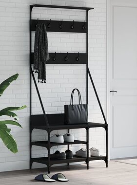 VidaXL Kledingrek met schoenenrek 80x40x184 cm zwart