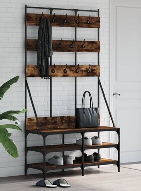 VidaXL Kledingrek met schoenenrek 100x40x184 cm gerookt eikenkleurig