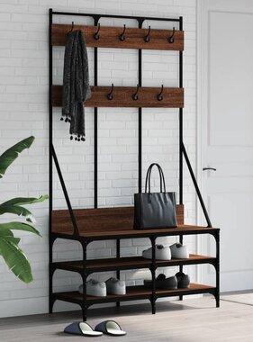 VidaXL Kledingrek met schoenenrek 100x40x184 cm bruin eikenkleur