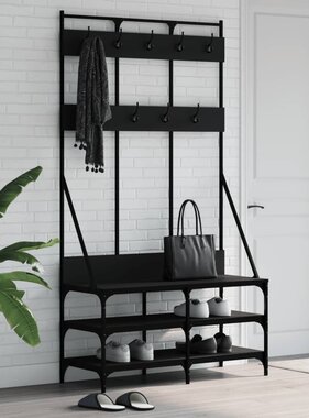 VidaXL Kledingrek met schoenenrek 100x40x184 cm zwart