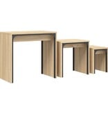 VidaXL 3-delige Tafeltjesset bewerkt hout sonoma eikenkleurig