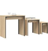 VidaXL 3-delige Tafeltjesset bewerkt hout sonoma eikenkleurig