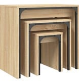 VidaXL 3-delige Tafeltjesset bewerkt hout sonoma eikenkleurig