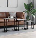 VidaXL 3-delige Tafeltjesset bewerkt hout grijs sonoma